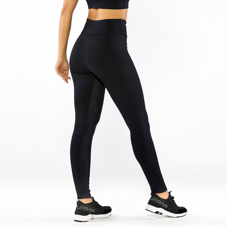 Calça Legging Poliamida Com Recorte em Eden Preta