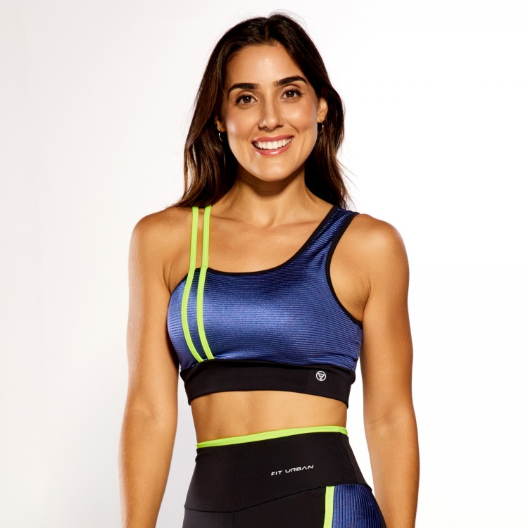 Top Fitness em Eden Azul e Chapado Amarelo Neon