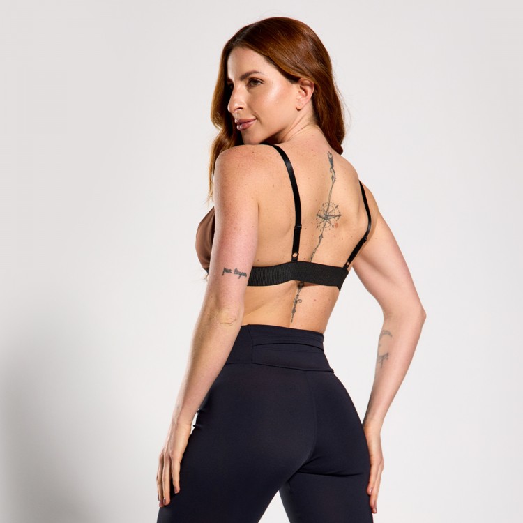 Top Fitness Triângulo Com Alças Regulável Café