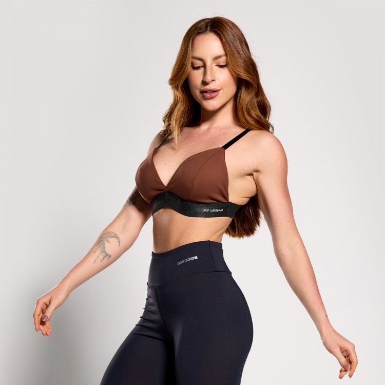Top Fitness Triângulo Com Alças Regulável Café