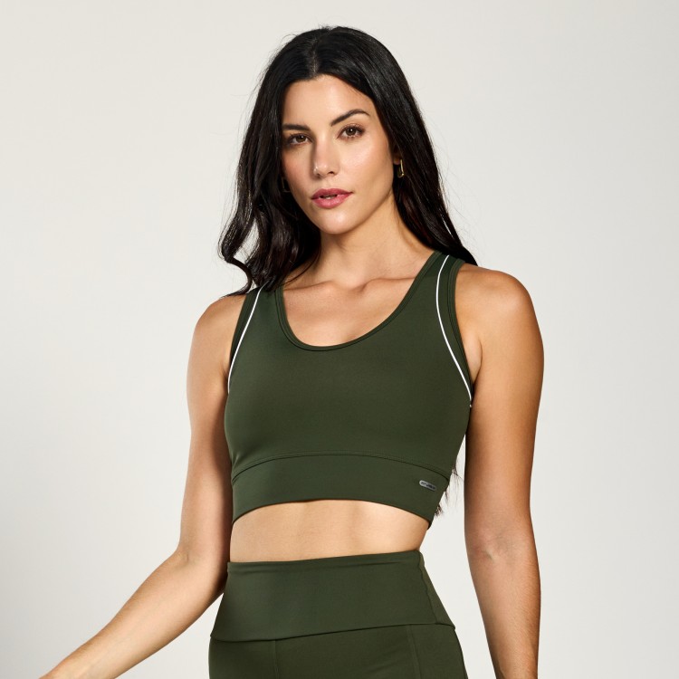 Top Fitness Poliamida Vibração Verde Musgo