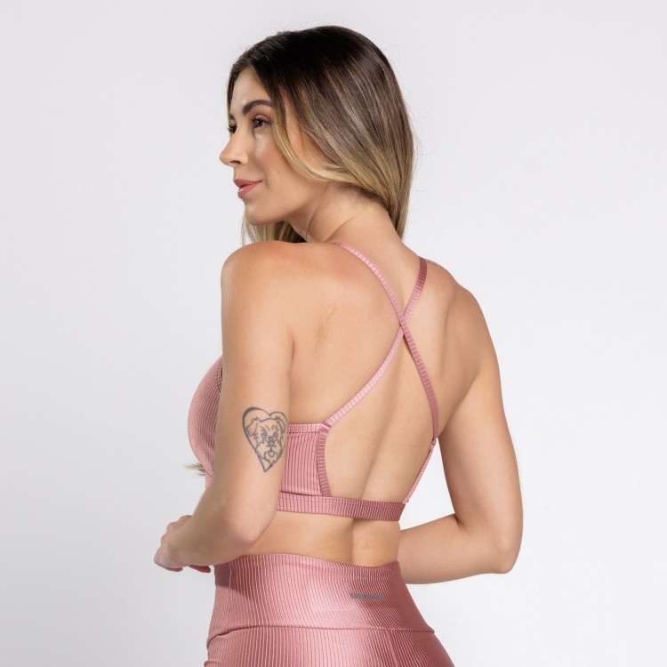 Top Canelado Glow Alcinha Rosa Claro
