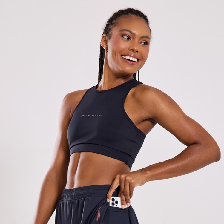 Top Fitness Poliamida Circuito Preto