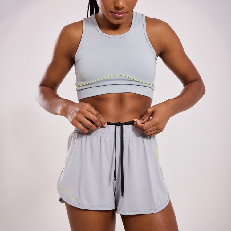Short Fitness Poliamida Circuito Cinza Claro