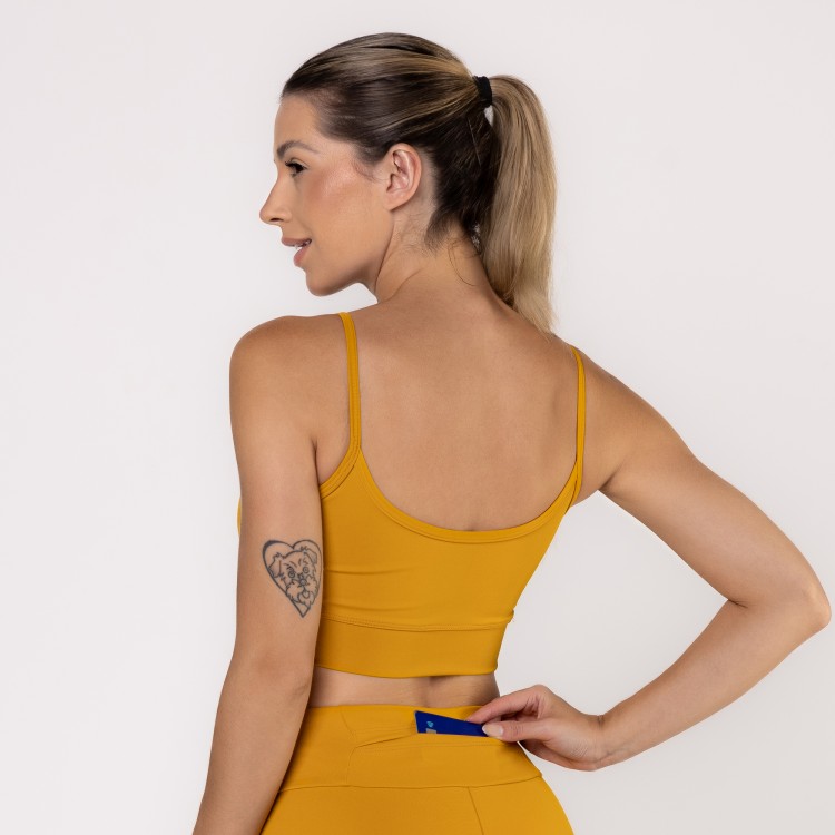 Top Fitness Poliamida Tank Mostarda