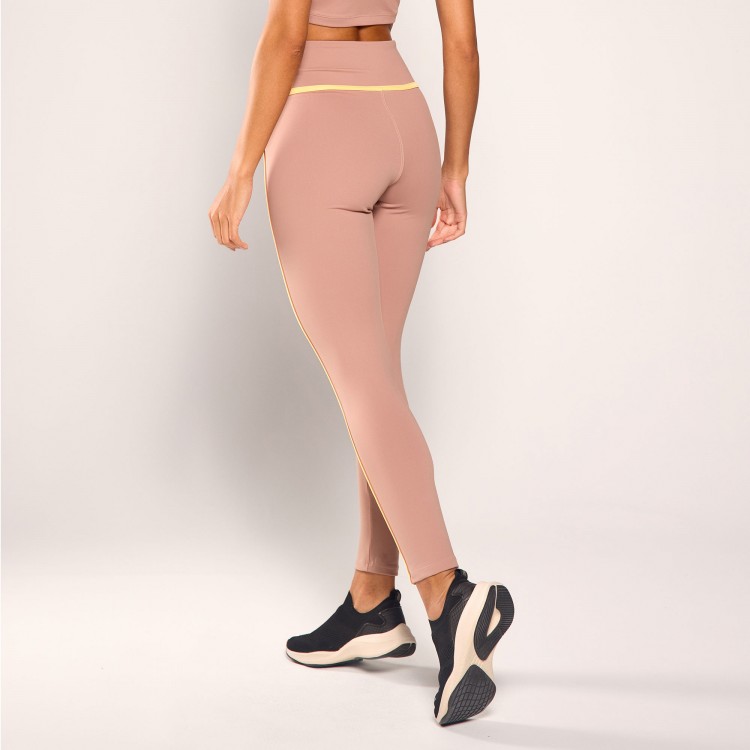 Calça Legging Poliamida Areia com Pêssego