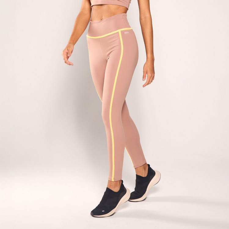 Calça Legging Poliamida Areia com Pêssego